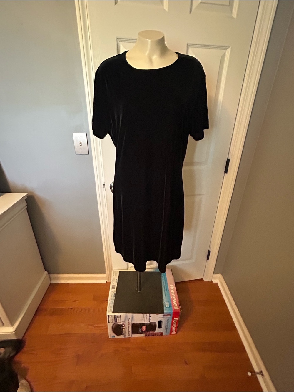 Merona Black Velvet Short-Sleeve Mini Dress